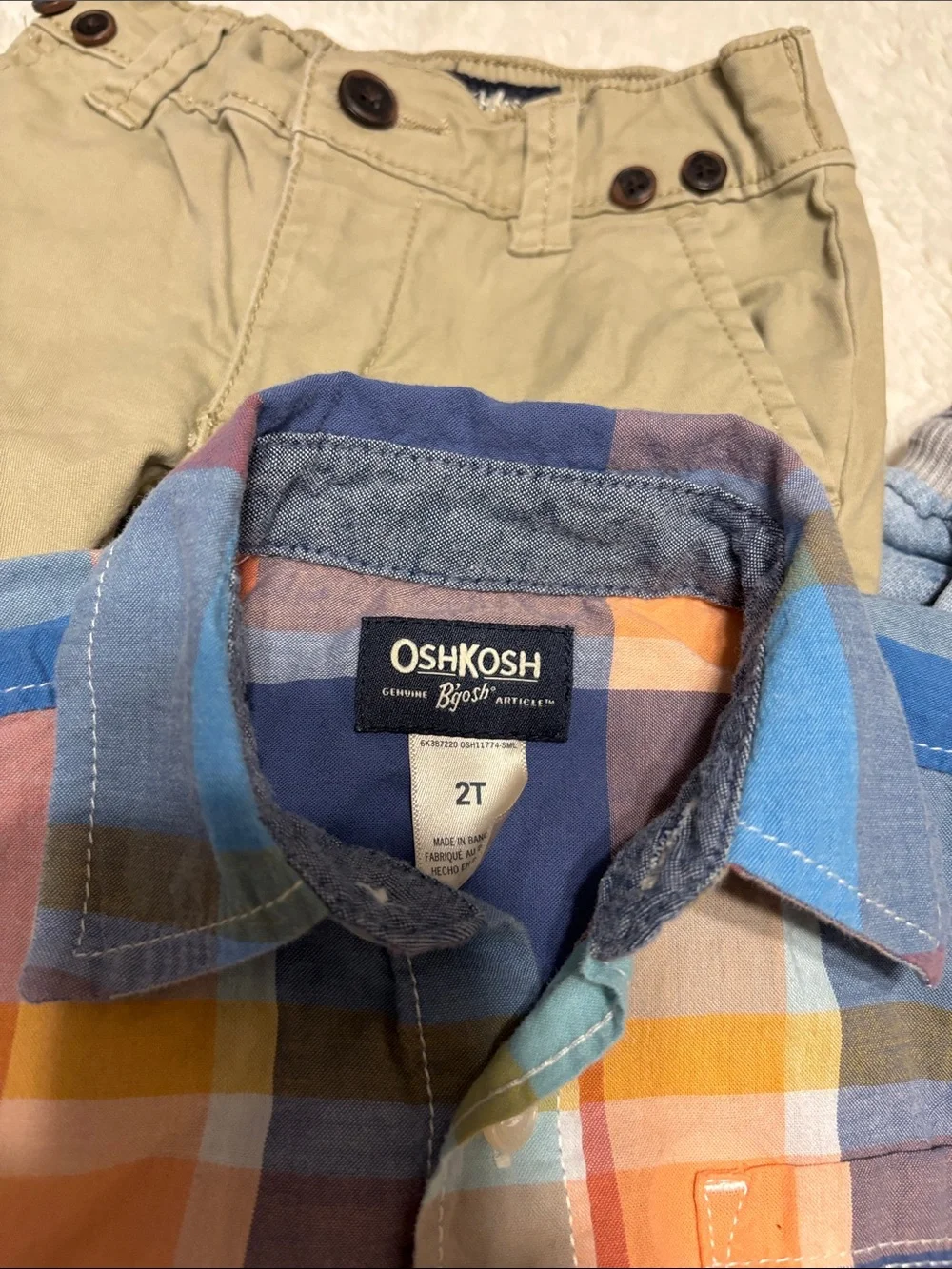 3p 2T OshKosh B'gosh Multicolor Plaid Short-Sleeve Button-Down Shirt & pants